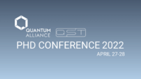 Banner zur PHD Conference 2022 der Quantum Alliance mit Datum 27.–28. April.